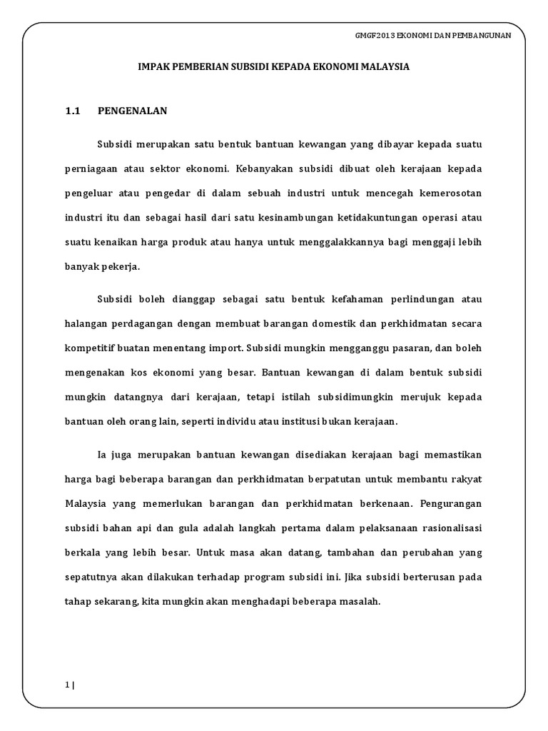 Impak Pemberian Subsidi Kepada Rakyat Malaysia - Copy