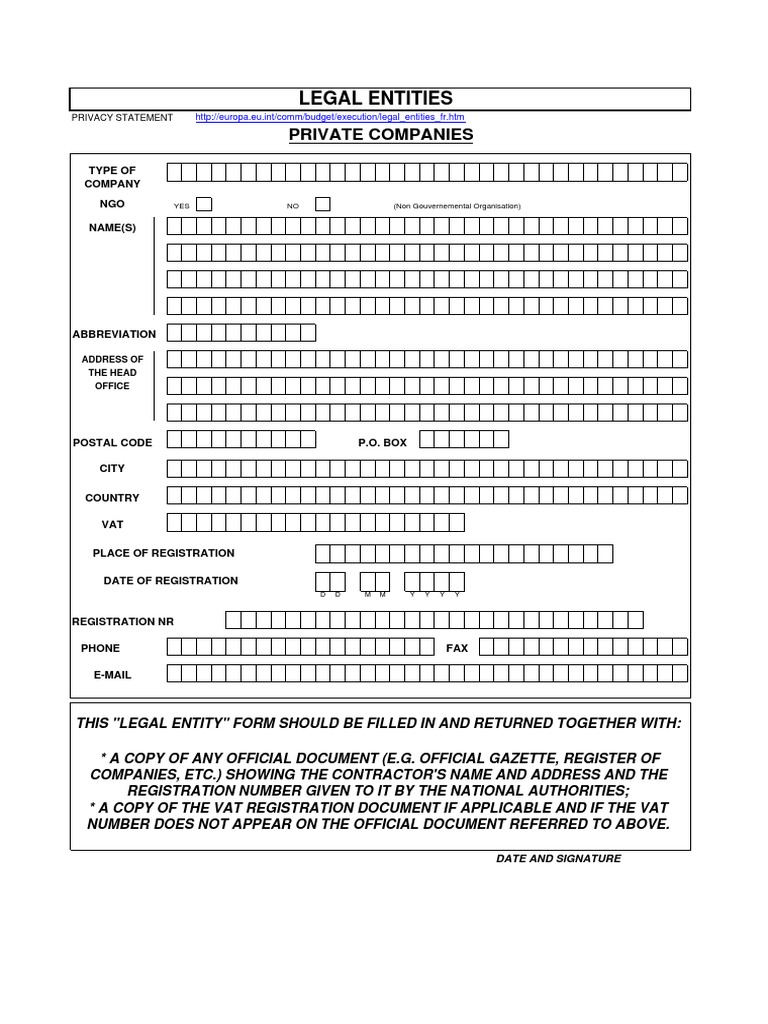 Legal Entity Registration Form Guide | PDF