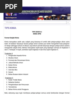 Tips Skor A Kimia Pdf