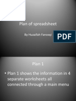 Plan of Spreadsheet