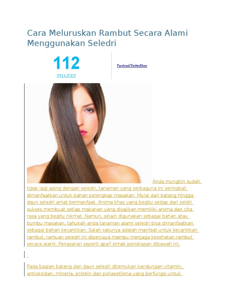 Cara Meluruskan Rambut Secara Alami Menggunakan Seledri