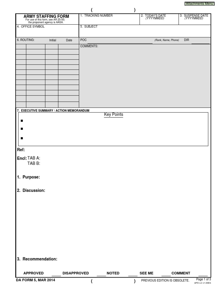 Army Staffing Form: Key Points | PDF