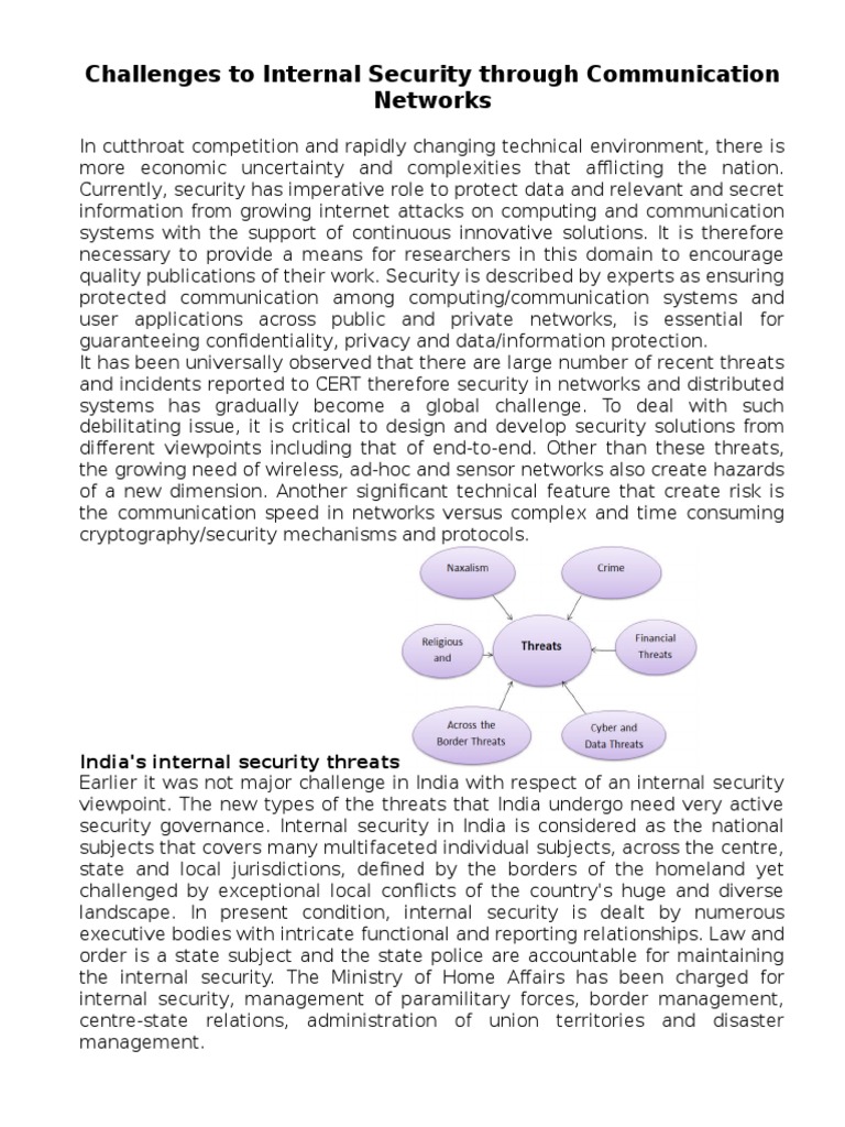 Challenges to Internal Security Through Communication Networks Online