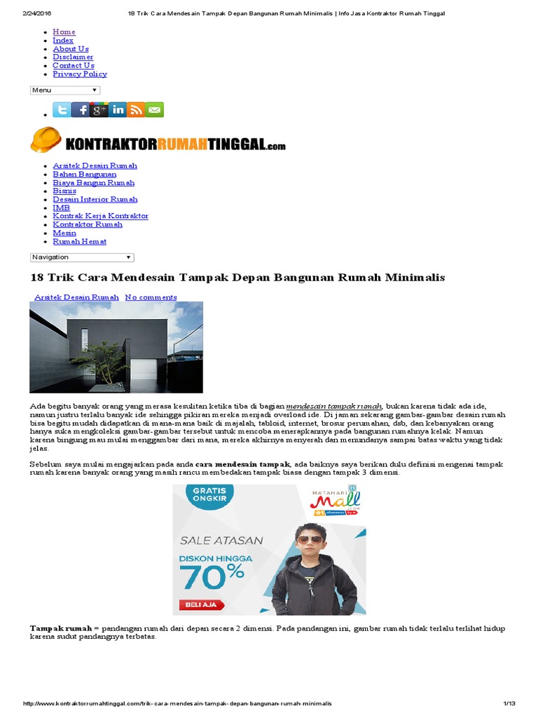 18 Trik Cara Mendesain Tampak Depan Bangunan Rumah Minimalis Info