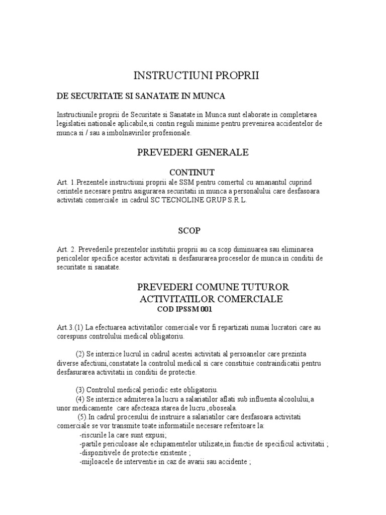 INSTRUCTIUNI PROPRII Vanzator | PDF