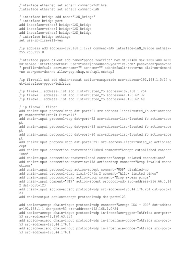 Mikrotik Setup - RB750 - Standard NAT Router - PPPoE | PDF | Firewall ...