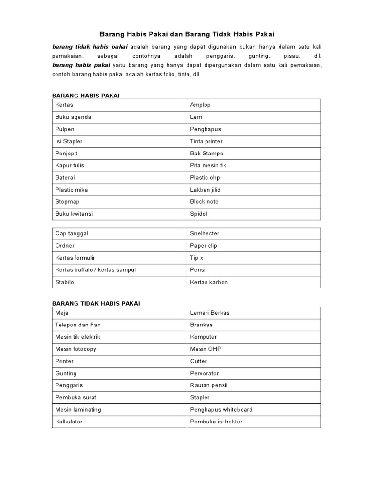 Barang iHabisi iPakaii Dan Barang Tidak iHabisi iPakaii Barang iHabisi iPakaii Dan Barang Tidak iHabisi iPakaii