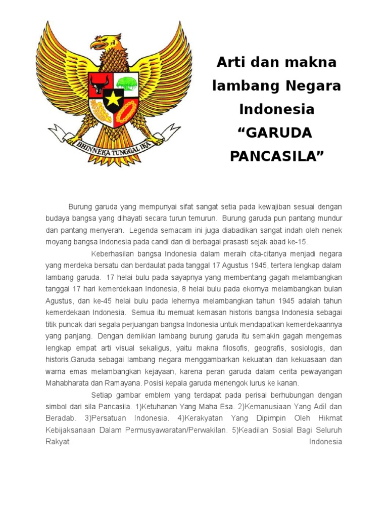 Arti Dan Makna Lambang Negara Indonesia