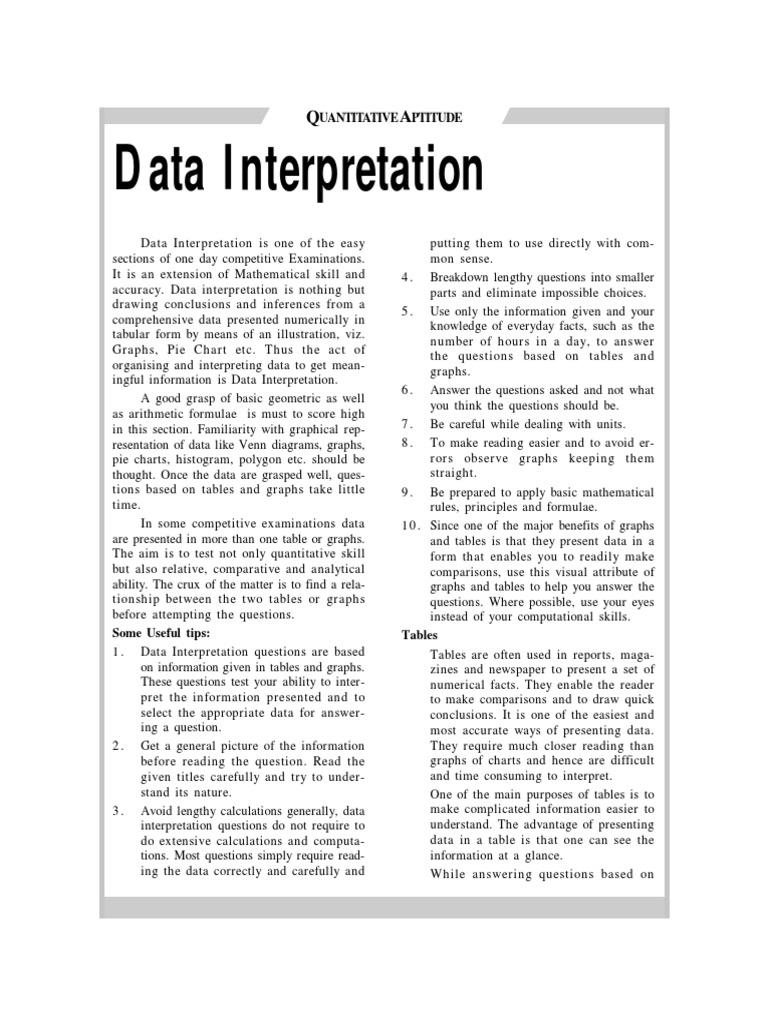 Data Interpretation Techniques and Tips | PDF | Graphics | Pie Chart