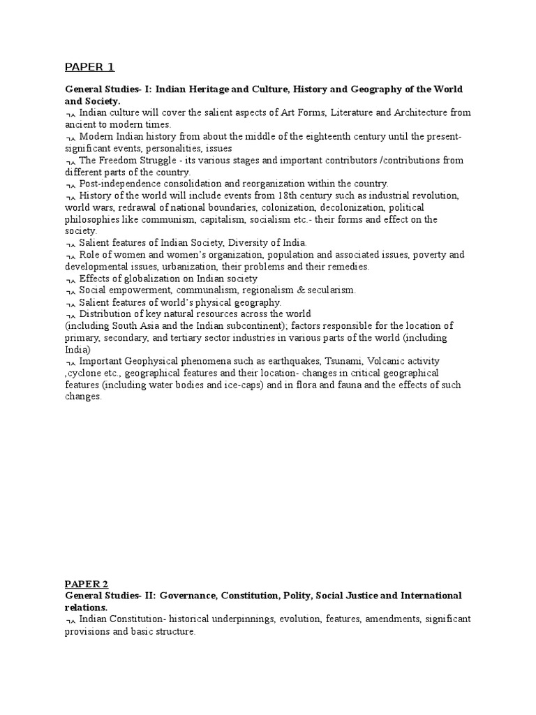 Paper 1 General Studies-I: Indian Heritage and Culture, History and ...