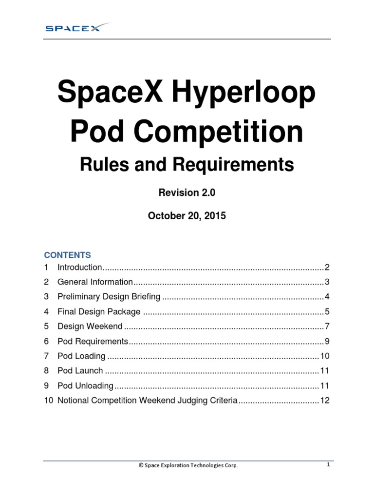2015 10 20 Hyperloop Competition Rules | PDF | Hyperloop | Engineering