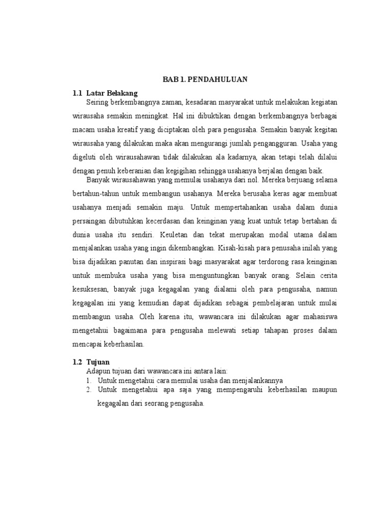 Latar Belakang Wawancara Pengusaha Sukses