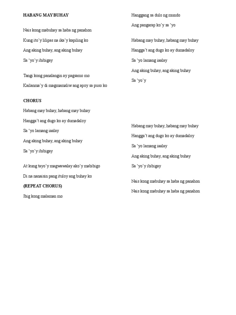 Lyrics Habang May Buhay Pdf
