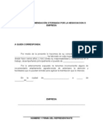 Carta de Recomendación Otorgada Por La Negociacion O Empresa