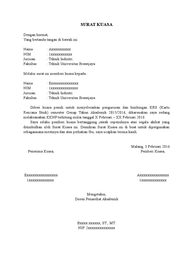 Contoh Surat Kuasa Pdf