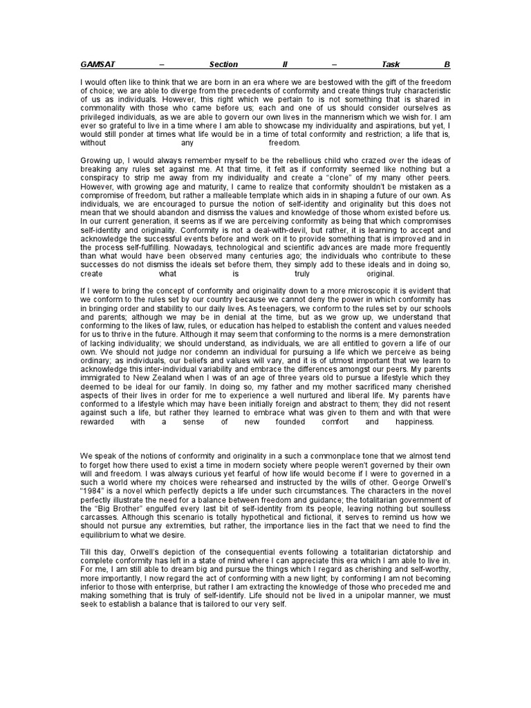 Conformity essay gamsat 03 image
