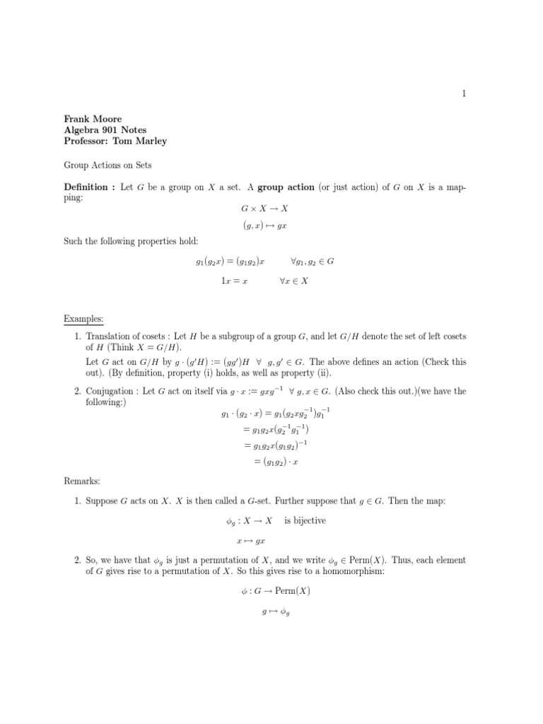 Sylow's Theorem and Group Actions | PDF | Group (Mathematics) | Metric ...