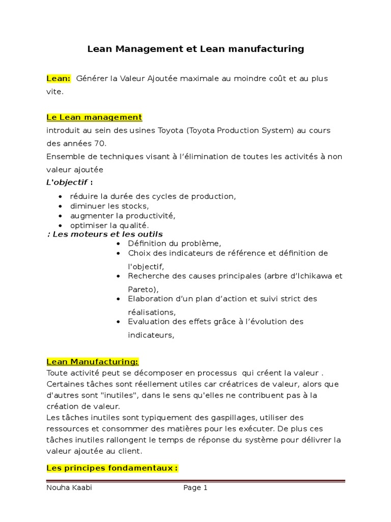 Lean Management et Manufacturing Essentials | PDF | Lean (production ...