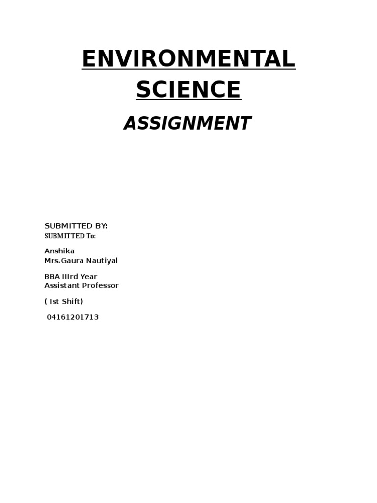 Environmental Science Assignment Submission | PDF