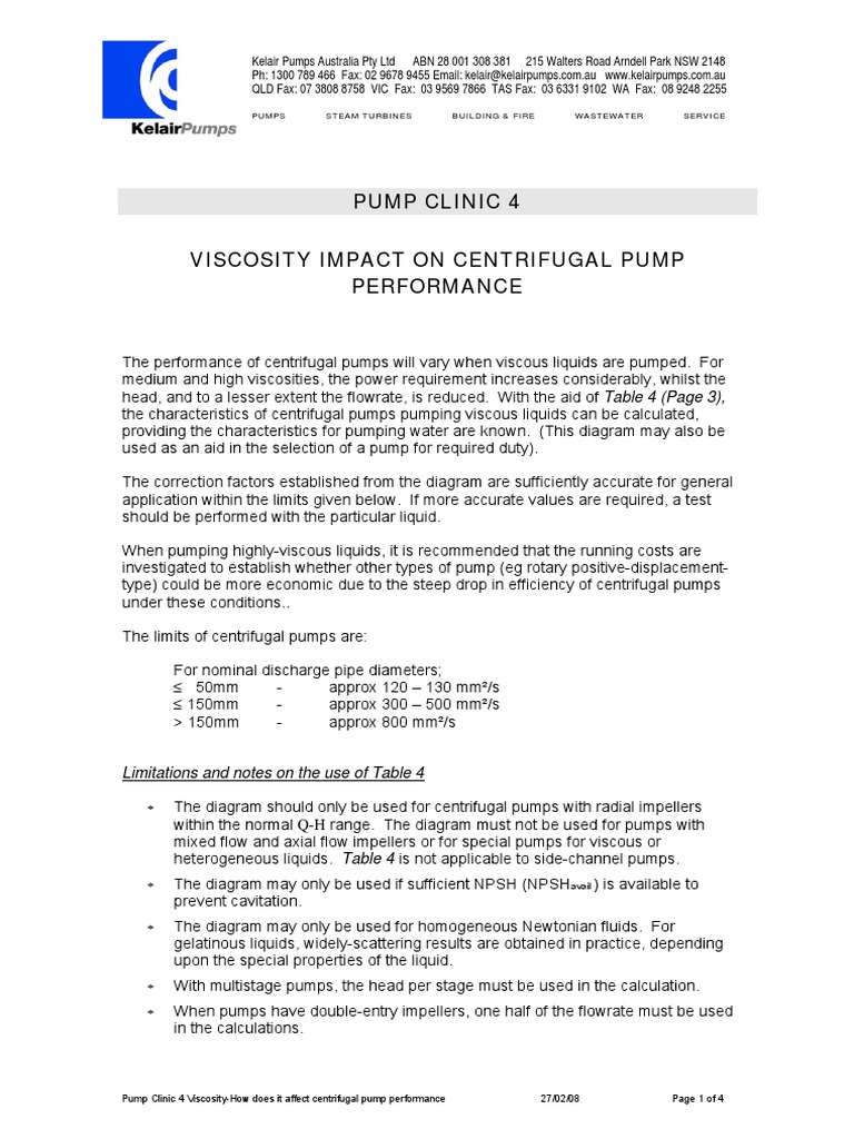 Pump Clinic 4 Viscosity Impact On Centrifugal Pump Performance PDF
