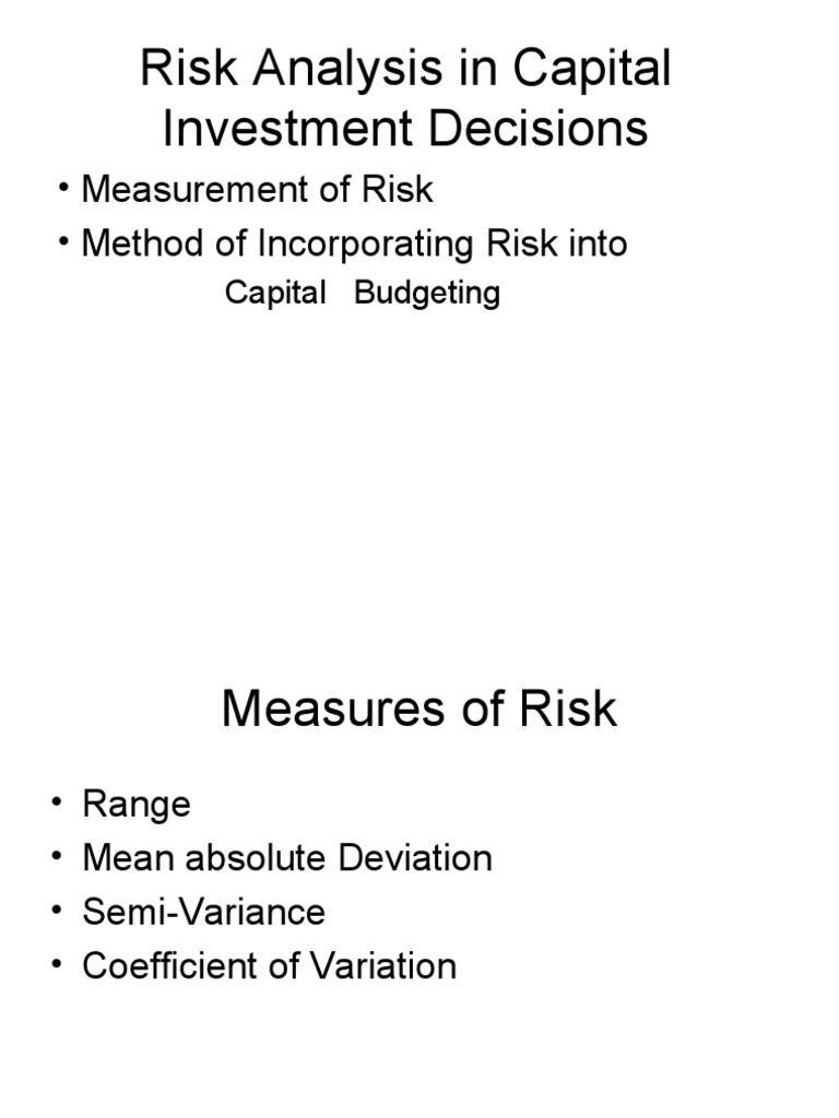 Risk Analysis in Capital Investment | PDF | Net Present Value | Capital ...