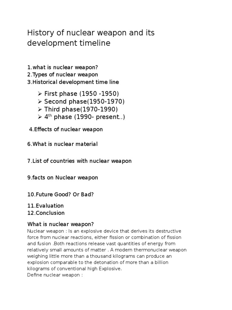 History of Nuclear Weapon and Its Development Timeline PDF Nuclear
