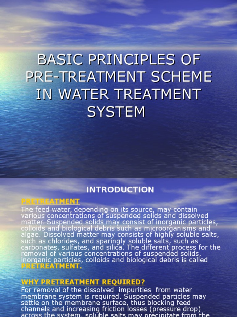 Basic Principles of PreTreatment Scheme in Water Treatment System