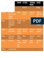 Shooting Schedule