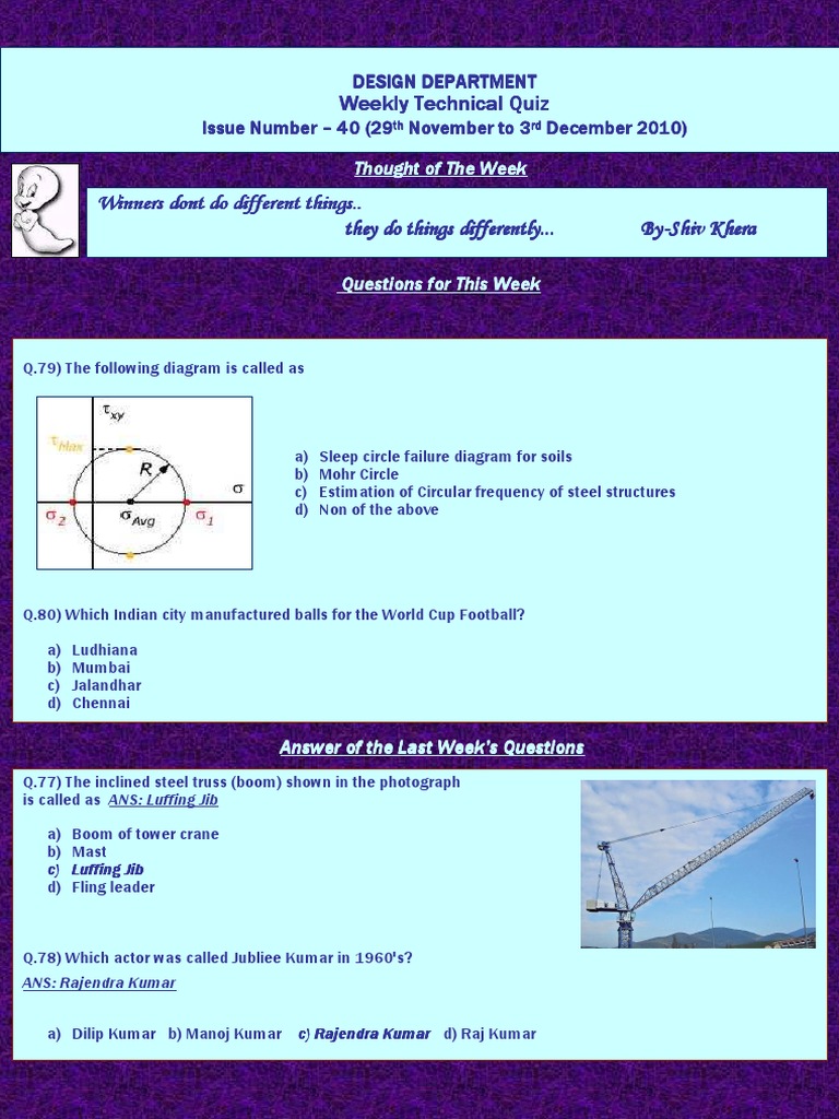 Weekly Technical Quiz Weekly Technical Quiz Weekly Technical Quiz