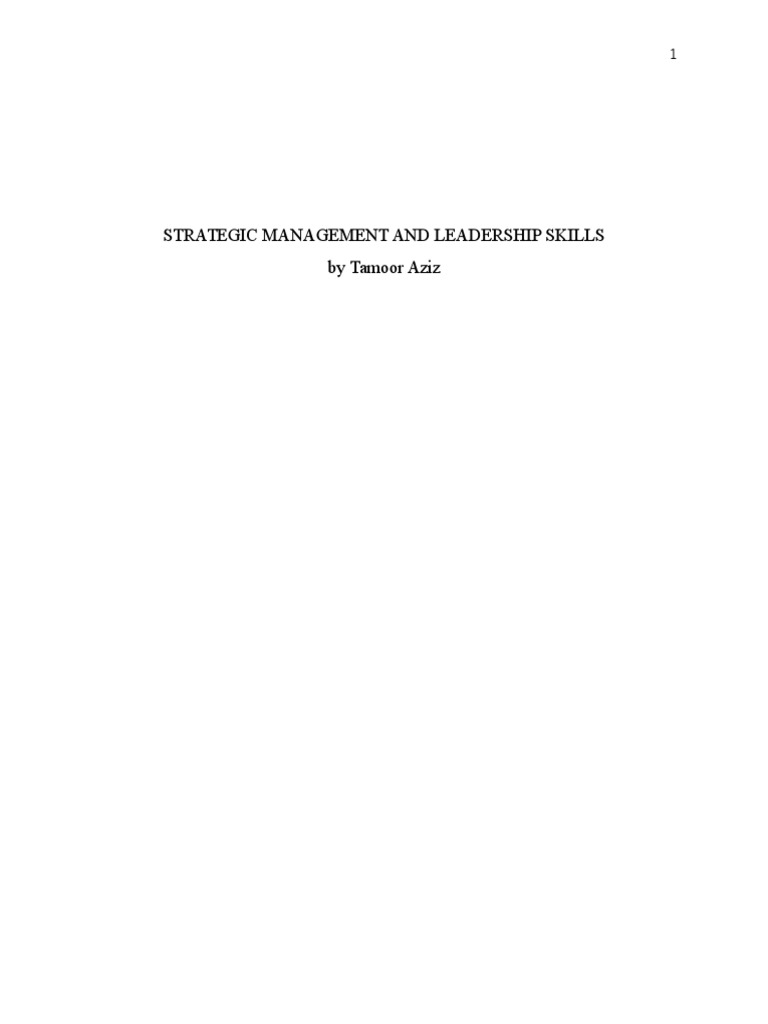 Developing Strategic Leadership and Management | PDF | Leadership ...