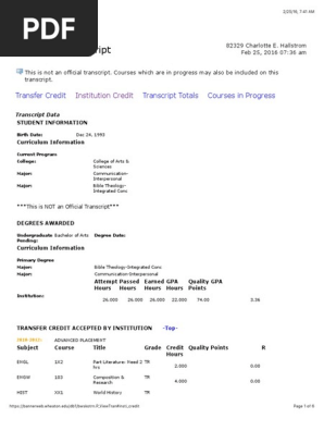 Academic Transcript Grading Education Academic Degree