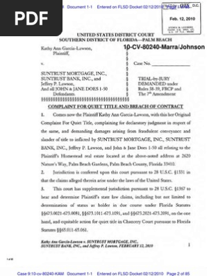 Florida Quiet Title complaint by Kathy Ann Garcia-Lawson (KAGL)