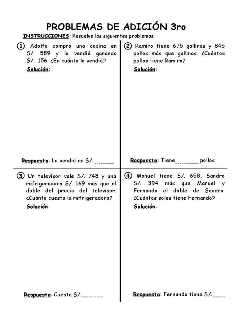 Problemas Matemáticos para 3ro de Primaria | PDF | Rectángulo | Triángulo