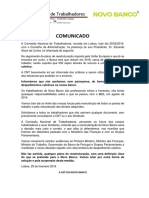 Comunicado sobre plano de reestruturação do Novo Banco