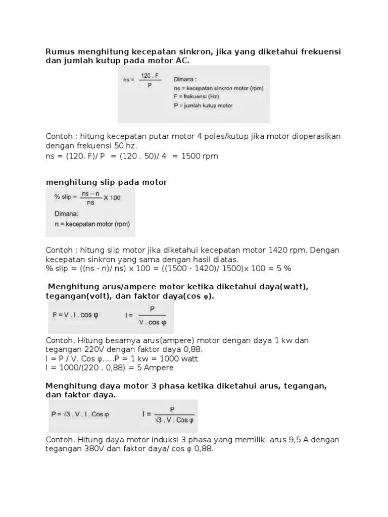 Rumus Menghitung Efisiensi Motor