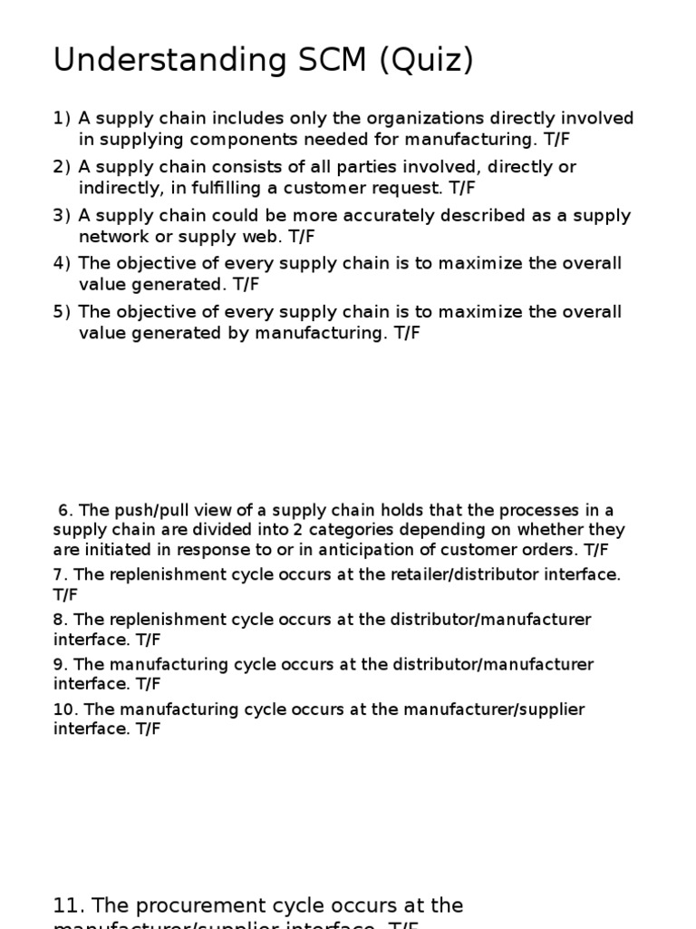 Understanding SCM (Quiz) | PDF | Technology & Engineering
