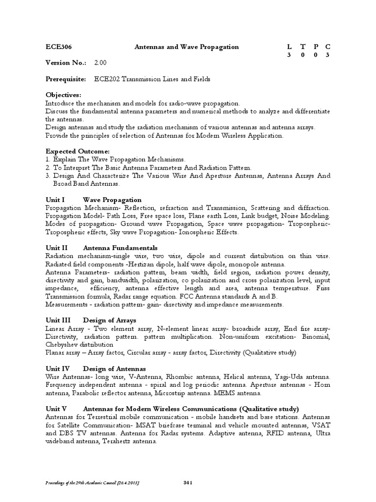 VIT UNIVERSITY SYLLABUS Ece306 Antennas and Wave Propagation PDF
