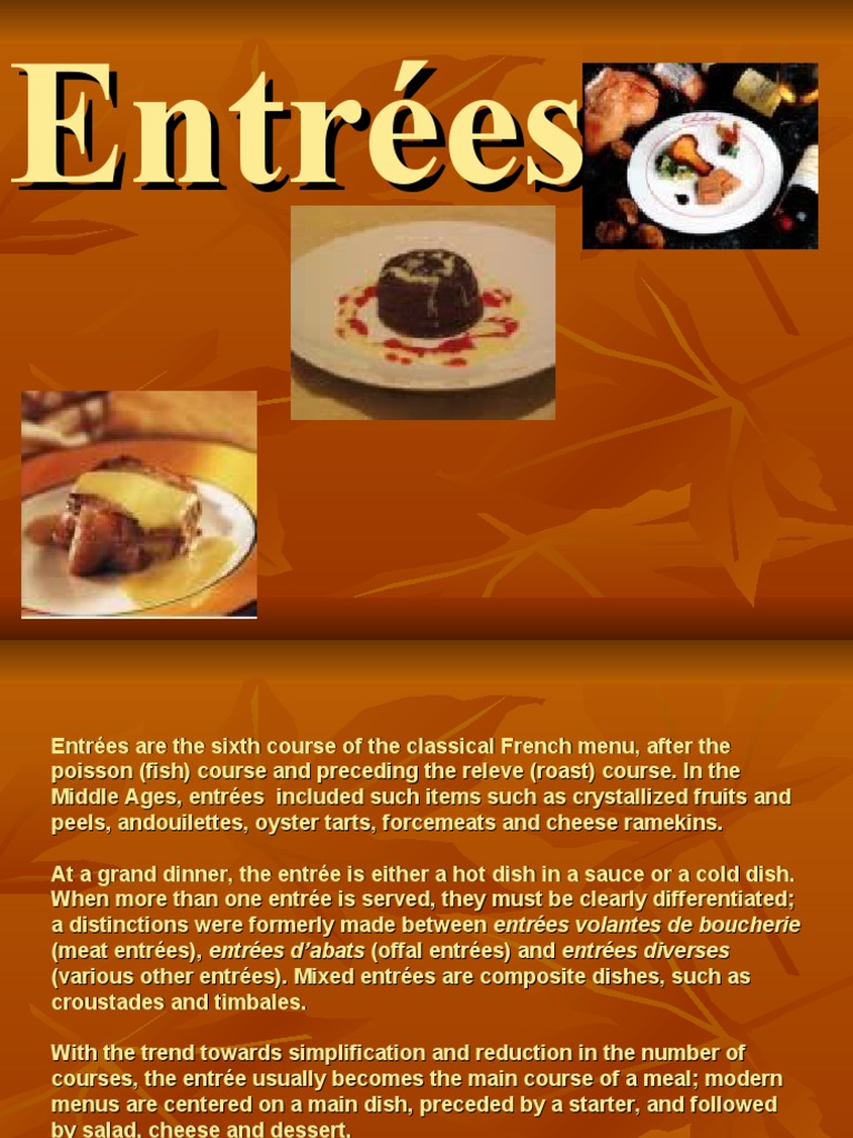 Entree Course in French Classical Menu Steak Cooking, Food & Wine