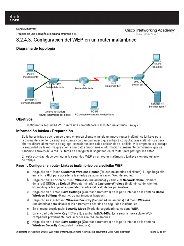 Configuración Del WEP en Un Router Inalámbrico | PDF | Enrutador ...