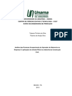 ANÃLISE DAS POSTURAS OCUPACIONAIS DO OPERADOR DE BETONEIRA NA EMPRESA X APLICAÃÃO DO MÃTODO RULA NA INDÃSTRIA DA CONSTRUÃÃO CIVIL