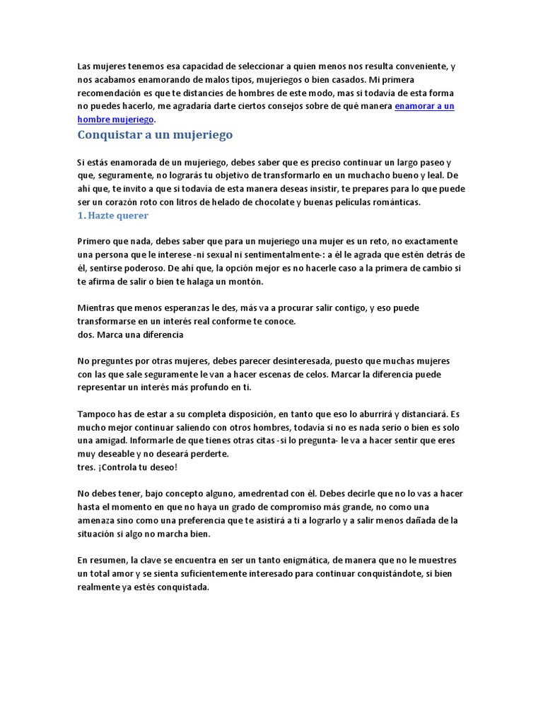 Como Enamorar A Un Hombre Mujeriego | PDF | Salud y bienestar