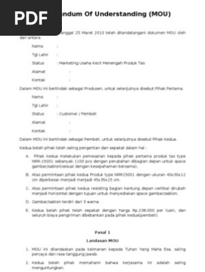 Mou Jual Beli Dengan Pemesanan