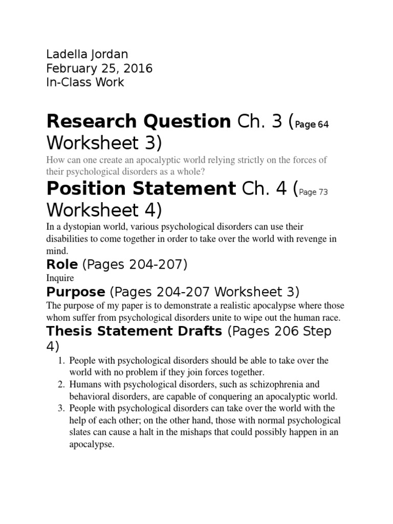 Research Question Ch. 3 (: Worksheet 3) | PDF