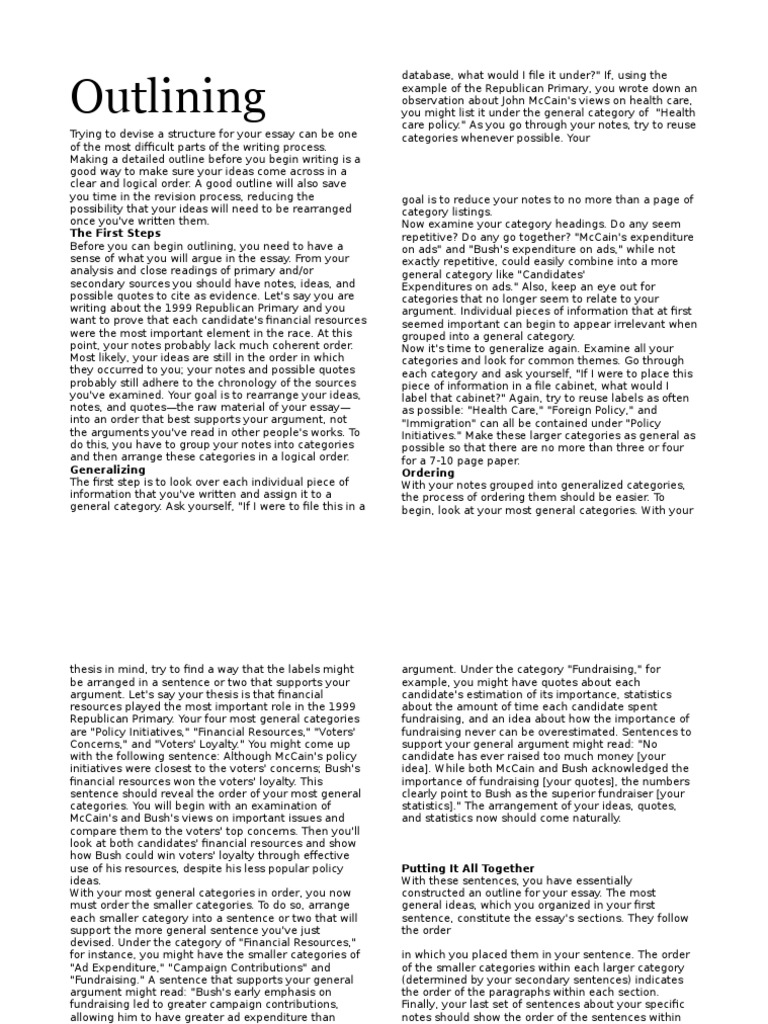 Outlining | Writing | Text | Free 30-day Trial | Scribd