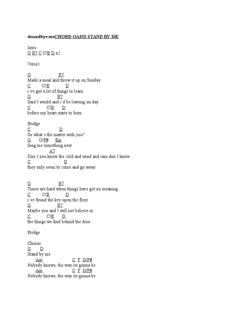 Chord Oasis Stand by Me PDF Musical Forms