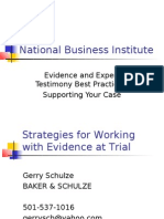 National Business Institute: Evidence and Expert Testimony Best Practices: Supporting Your Case