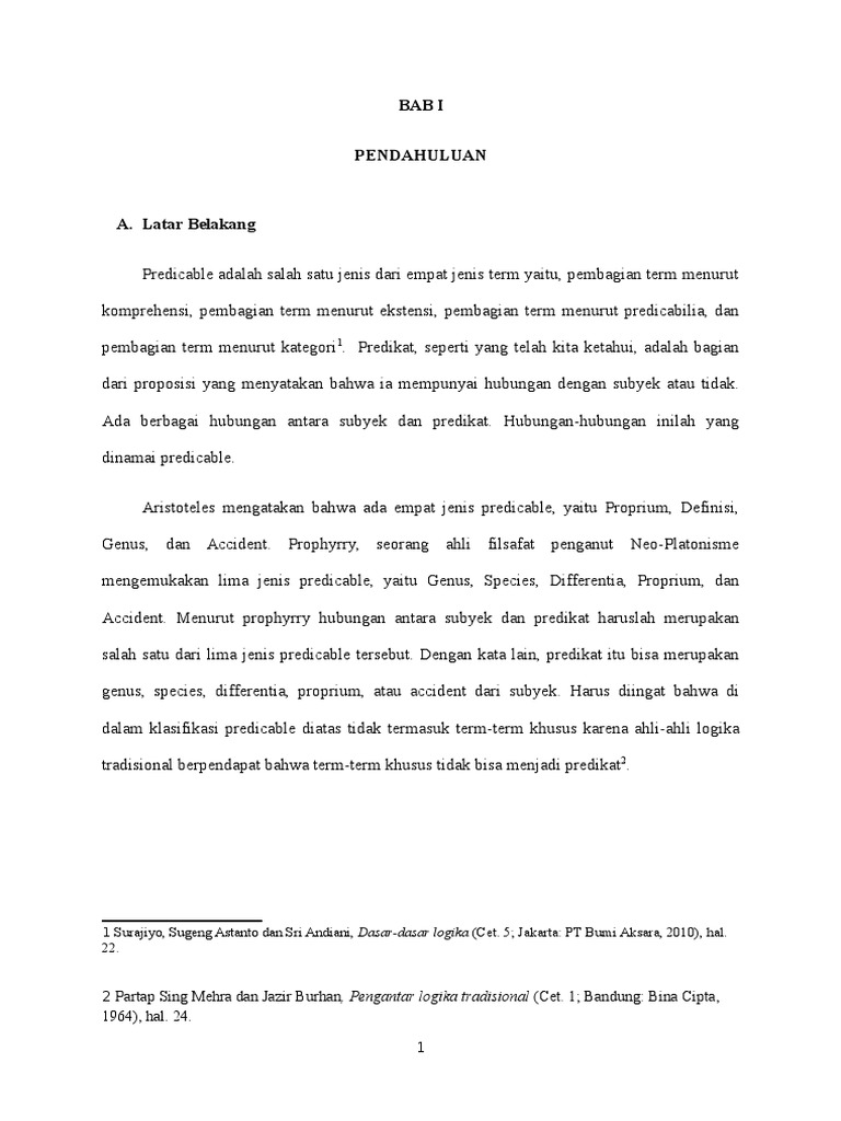Makalah Dasar Dasar Logika Predicable