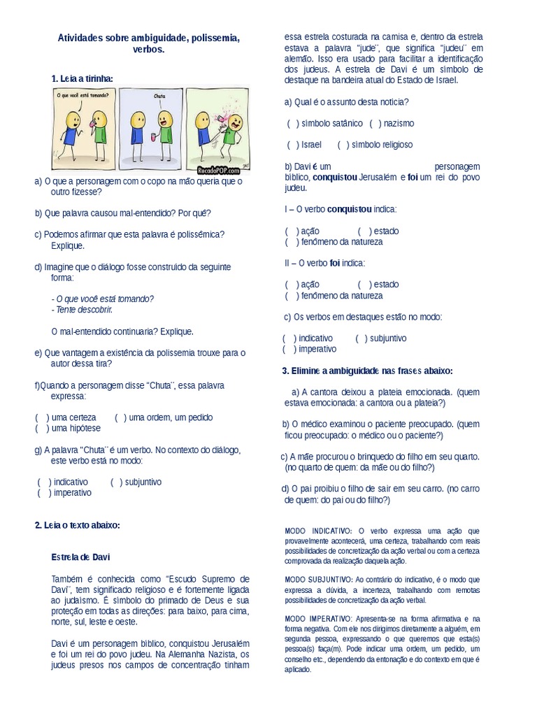 Atividades sobre ambiguidade | PDF | Judeus | Religião e crença