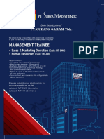 Management Trainee: - Sales & Marketing Operation - Human Resources