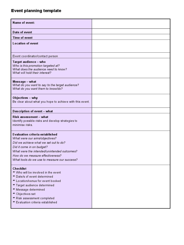 A Comprehensive Event Planning Template to Ensure a Successful and Well ...